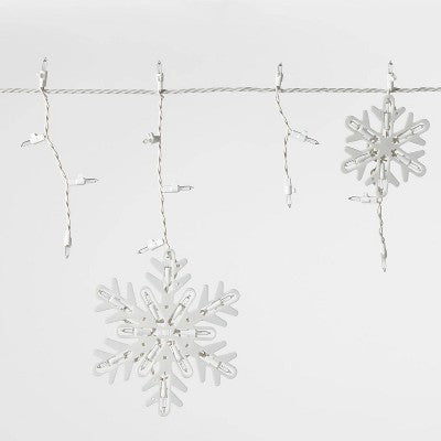 150ct Incandescent Christmas Icicle Lights With Snowflake Novelty Accent Clear Bulbs With White Wire - Wondershop™