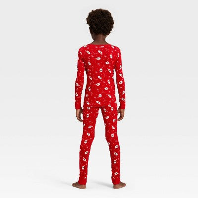 Kids' Ribbed Long Sleeve Shirt And Pants Holiday Matching Family Pajama Set - Wondershop™ Red