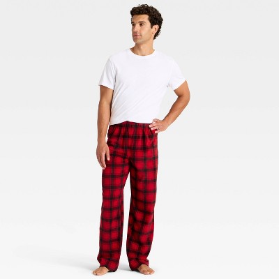 Men's Plaid Microfleece Holiday Matching Family Pajama Pants - Wondershop™ Red/Black