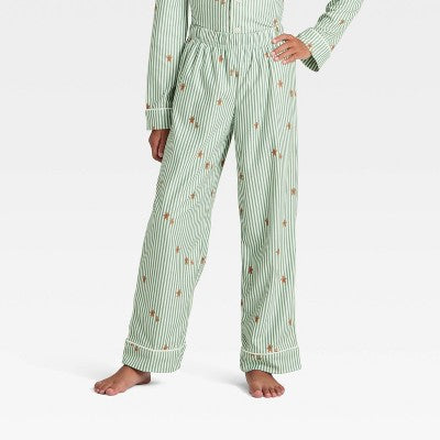 Kids' Gingerbread Striped Long Sleeve Shirt And Pants Holiday Matching Family Pajama Set - Wondershop™ Cream