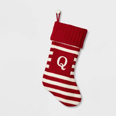  Knit Striped Monogram Christmas Stocking - Wondershop™