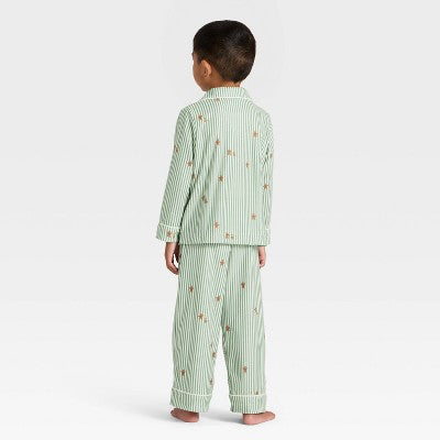  Toddler Gingerbread Striped Long Sleeve Shirt And Pants Holiday Matching Family Pajama Set - Wondershop™ Cream