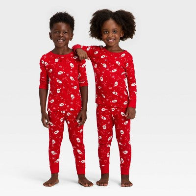  Toddler Santa Print Ribbed Long Sleeve Shirt And Pants Holiday Matching Family Pajama Set - Wondershop™ Red
