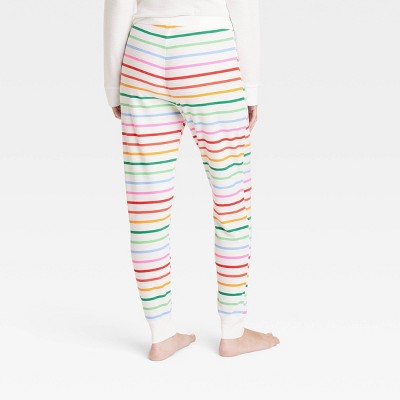  Women's Striped Matching Family Thermal Pajama Pants - Wondershop™ Cream