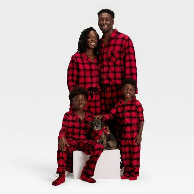  Toddler Plaid Long Sleeve Shirt And Pants Holiday Matching Family Pajama Set - Wondershop™ Red/Black