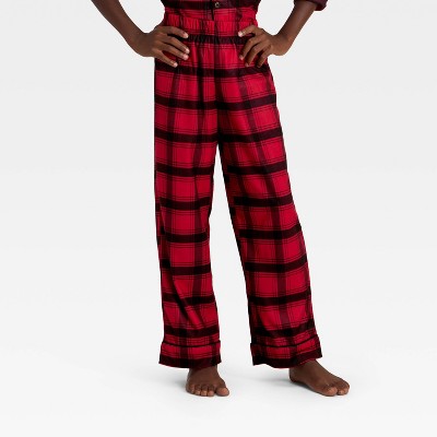  Kids' Plaid Long Sleeve Shirt And Pants Holiday Matching Family Pajama Set - Wondershop™ Red/Black