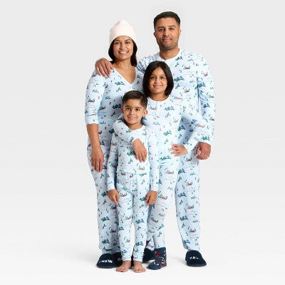  Men's "Tis The Ski-son!" Cozy Knit Long Sleeve Henley Holiday Matching Family Pajama Shirt - Wondershop™ Blue
