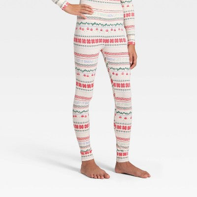  Kids' "Let It Snow" Fair Isle Cozy Knit Long Sleeve Shirt And Pants Holiday Matching Family Pajama Set - Wondershop™ Cream