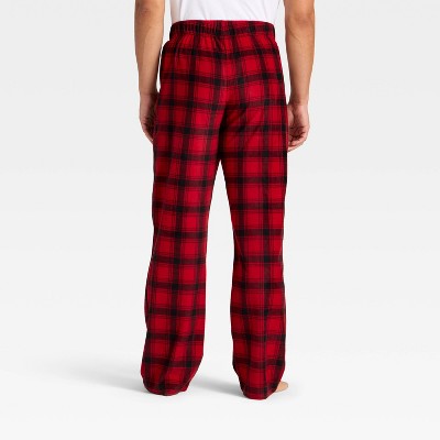  Men's Plaid Microfleece Holiday Matching Family Pajama Pants - Wondershop™ Red/Black