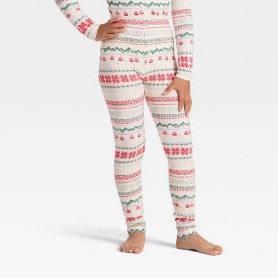  Toddler "Let It Snow" Fair Isle Cozy Knit Long Sleeve Shirt And Pants Holiday Matching Family Pajama Set - Wondershop™ Cream