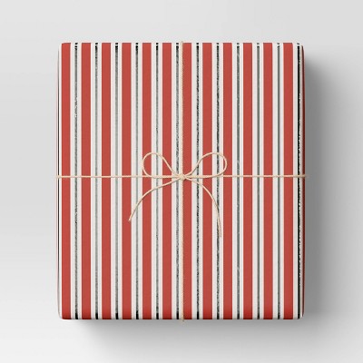  30” 20 Sq Ft Christmas Roll Wrap Red/White/Silver Stripes - Wondershop™