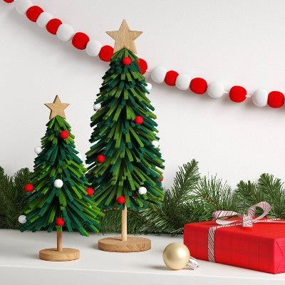  10" Christmas Fabric Tree Decor Green - Wondershop™