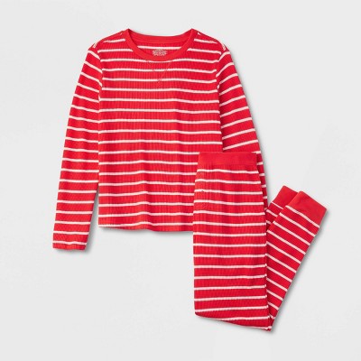  Kids' Striped Matching Family Thermal Pajama Set - Wondershop™ Red