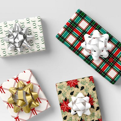 40ct Christmas Bow Bag Gold/White/Silver - Wondershop™