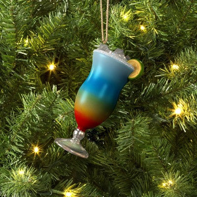  Christmas Glass Rainbow Tropical Drink Ornament - Wondershop™